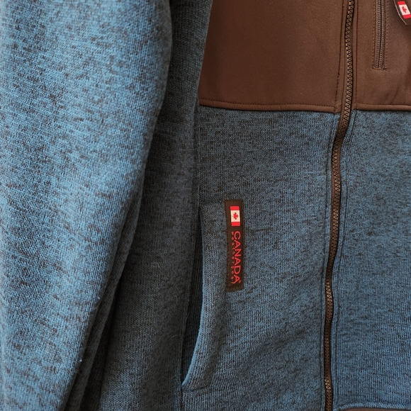 Canada Weather Gear Jacket Cozy Hooded Sweater Fleece Zip Up Blue Black Small - Picture 3 of 16